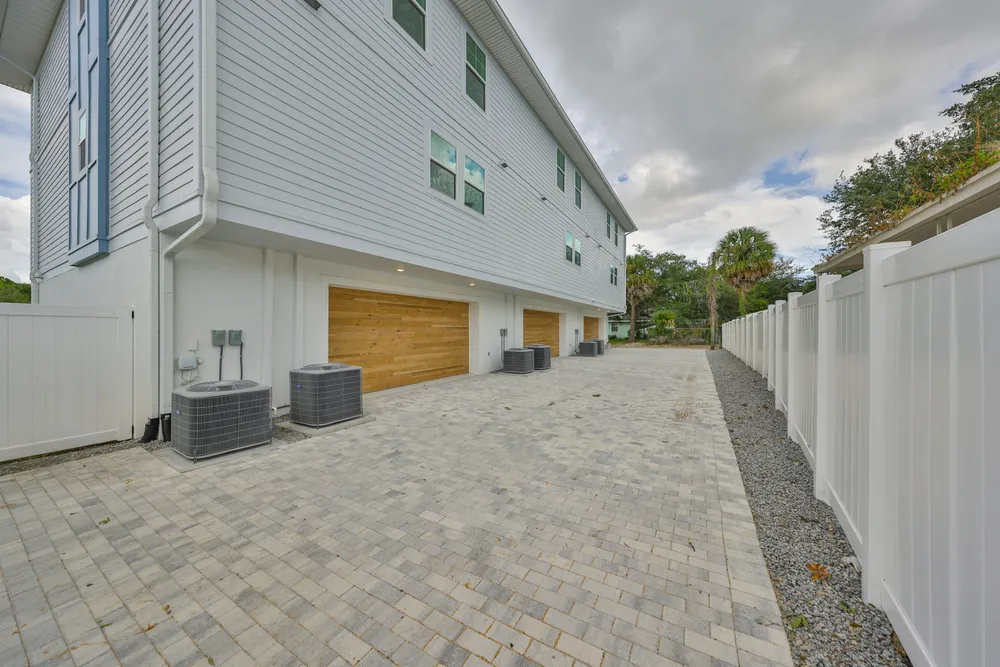 Paver parking court behind the 1206 W Lemon townhomes