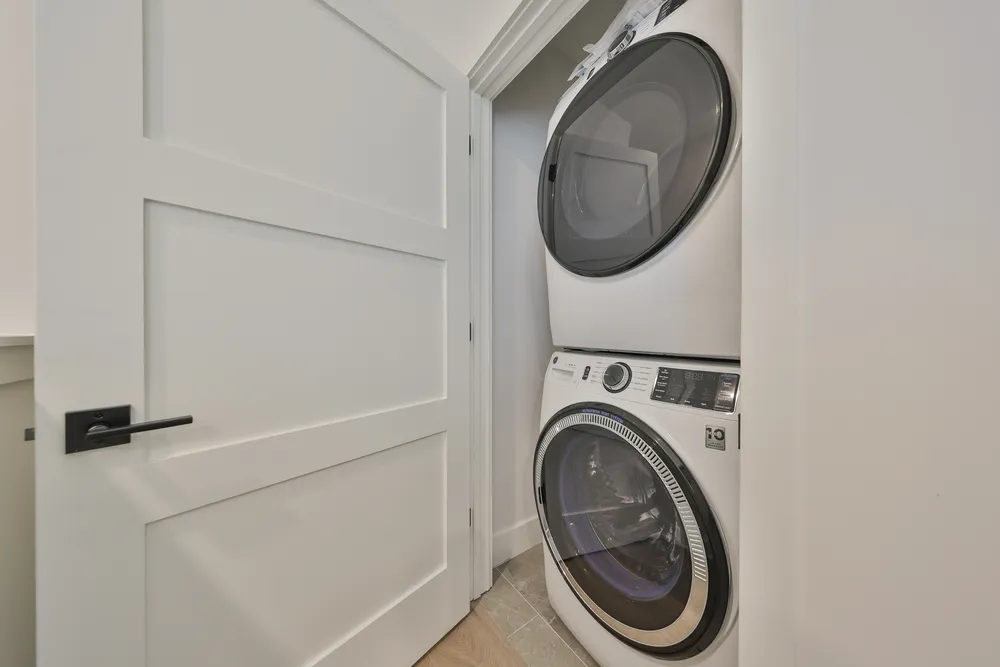 Stacked laundry on the bedroom level at 1206 W Lemon