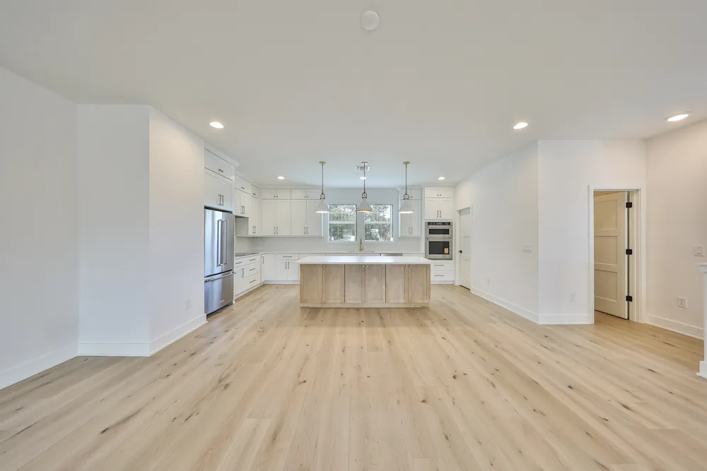 Open living, dining and kitchen level at 1206 W Lemon
