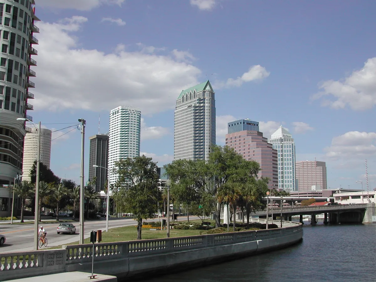 Downtown Tampa skyline viewed from Bayshore Boulevard in South Tampa