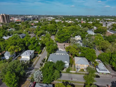 Aerial showing the home's proximity to downtown Tampa on the horizon.